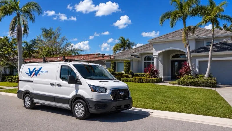 Western Air service van parked outside a home in the Orlando area